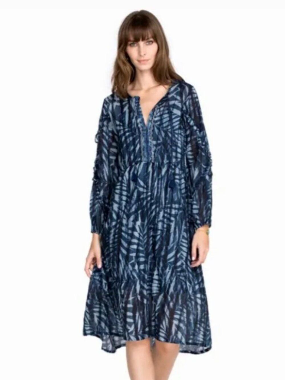 Johnny Was Biya Workshop Tropic Twilight Ruffle Sleeve Jwla Midi dress